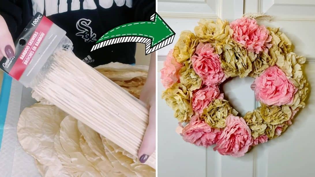 Easy DIY Peony Wreath Using Coffee Filters